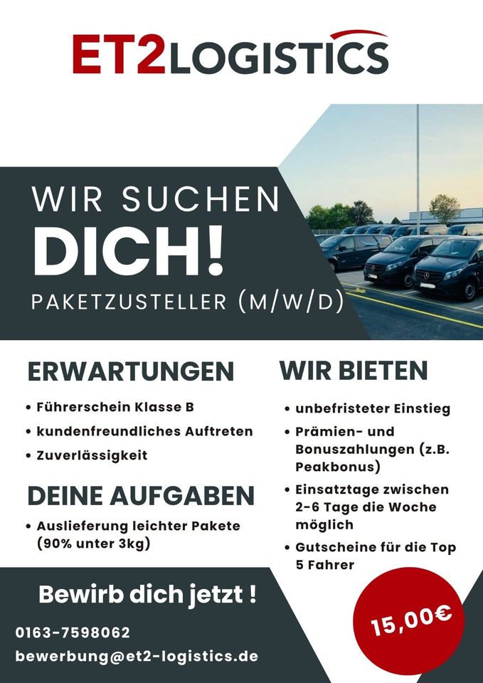 KURIERFAHRER GESUCHT 15€ STUNDENLOHN in Bielefeld