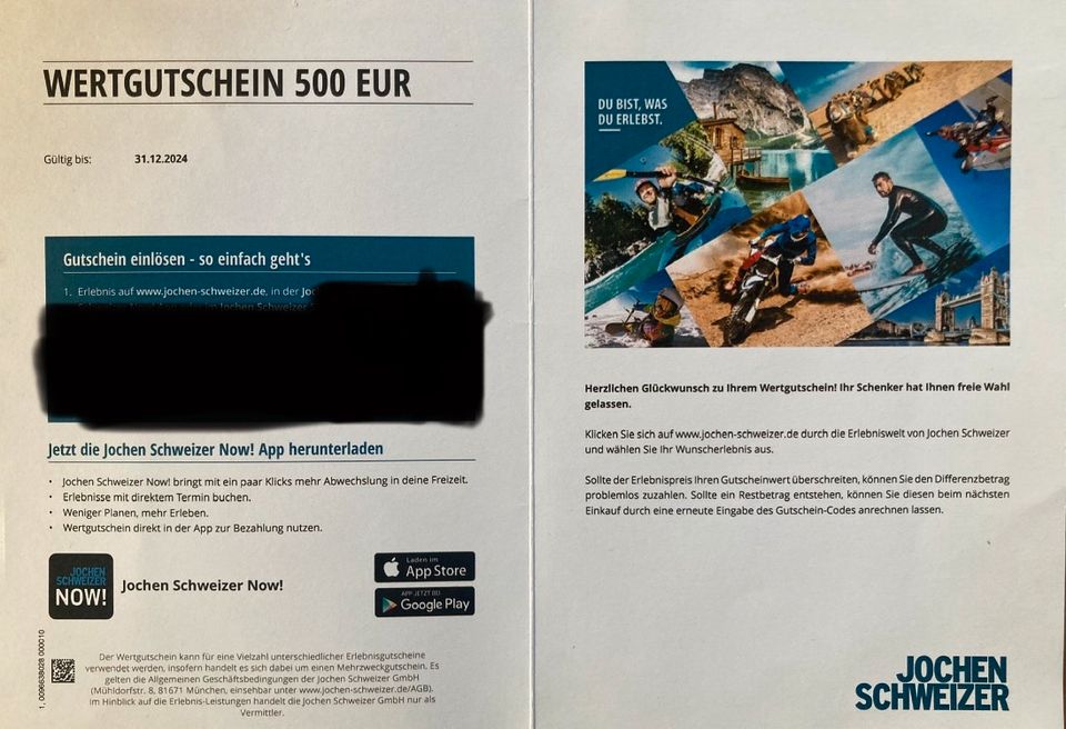 Jochen Schweizer Gutschein 500€ in Cottbus