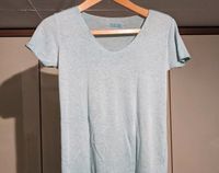 T-Shirt kurzarmig hell grau mit Glitzerbündchen Größe 36/38 Nordrhein-Westfalen - Leverkusen Vorschau