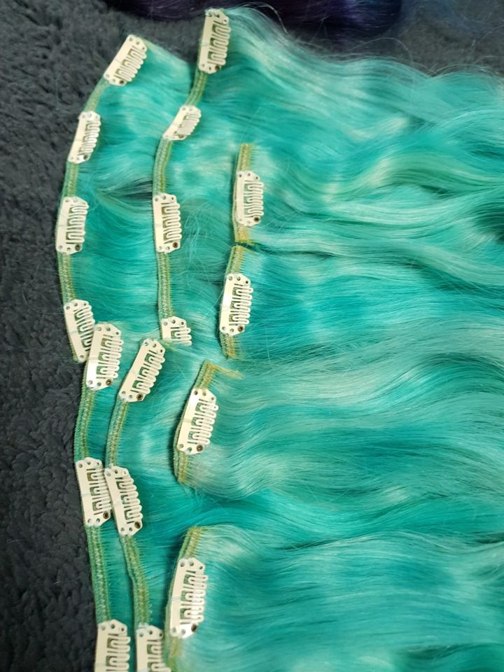 Echthaarextensions Clip in Extensions Türkis Anime Manga Cosplay in Wollershausen