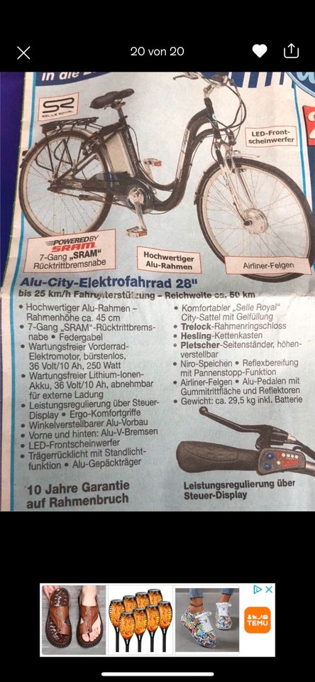 Elektro Fahrrad 36V  26 Zoll 7 gang in Mülheim (Ruhr)