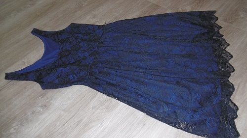 festliches Abendkleid blau spitze Gr 38 in Metelen
