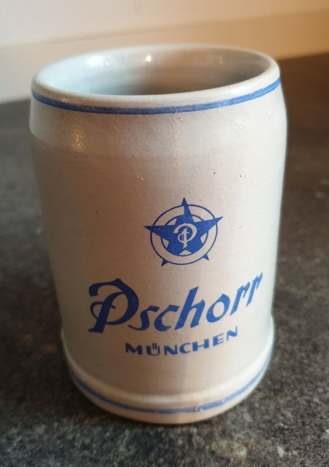 Bierkrug irden Steinkrug Steinzeug Pschorr München  0,3L vor 1972 in Gmund