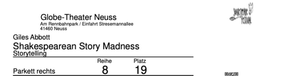 Shakespearean Story Madness (2 Karten) Shakespeare Festival Neuss in Düsseldorf