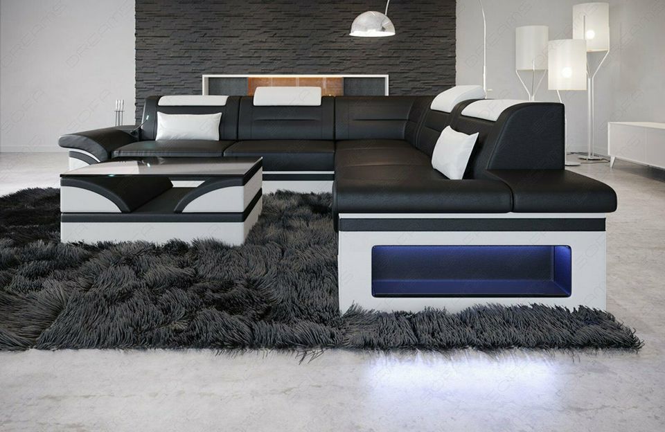 Leder Sofa Brianza Ecksofa in der L Form mit LED Beleuchtung in Berlin