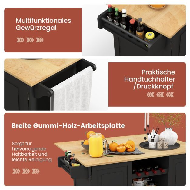 Küchenwagen mit Klapparbeitsplatte & 4 Drehbaren Rollen & Tiefer in Weilburg