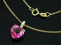 750 Gold mini Herz Diamant Kette mit Herz Pink Topaz Anhänger Nordrhein-Westfalen - Altena Vorschau