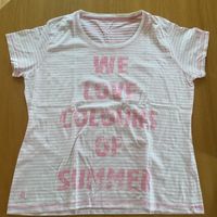 T-Shirt Gr. XL Rosa Weiß gestreift mit Druck Baumwolle Niedersachsen - Duderstadt Vorschau