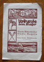 Urkunde,Bitterfelder Städte-Regatta Kanu 1932, H. Schwandt Sachsen-Anhalt - Muldestausee Vorschau