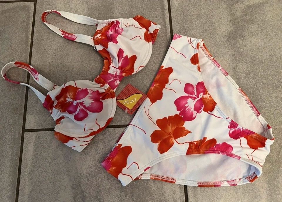 Beach Time Bikini Set Bügel weiß geblümt 36 B Slip S NEU in Rehlingen-Siersburg