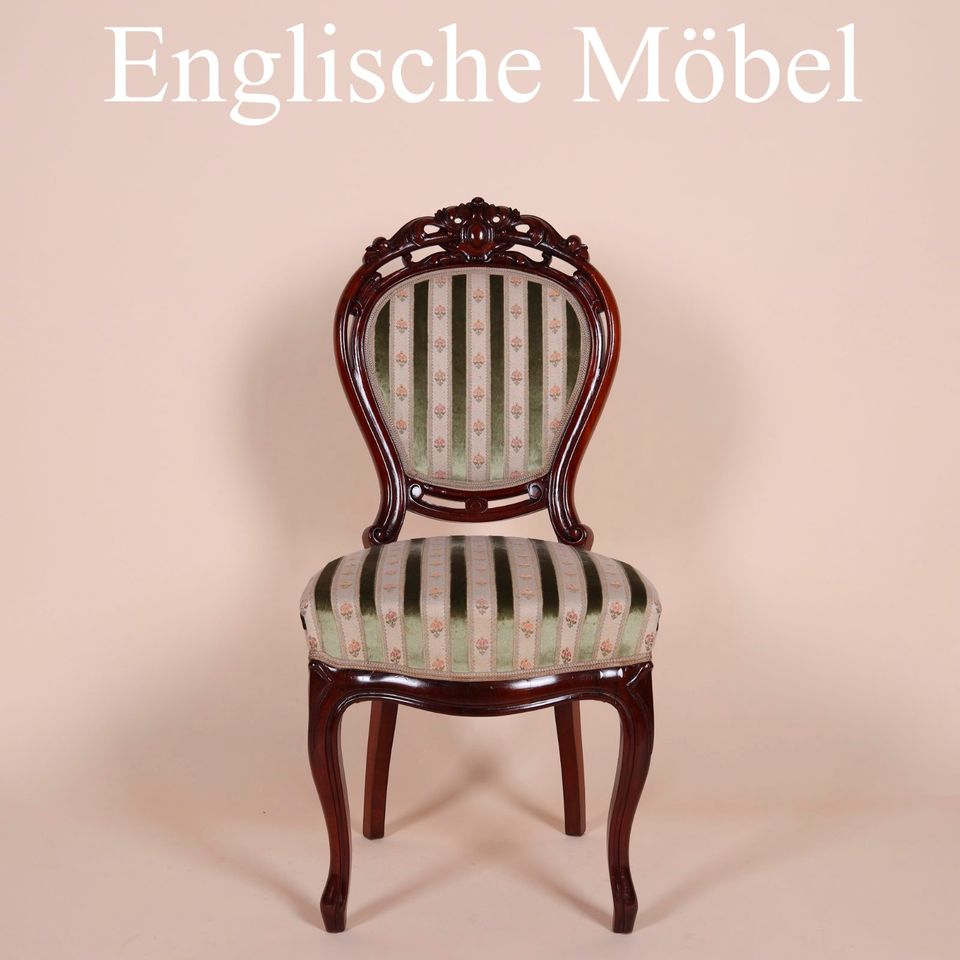 Englische Möbel Antik Mahagoni Stuhl Biedermeier Stoff Rückenpols in Potsdam