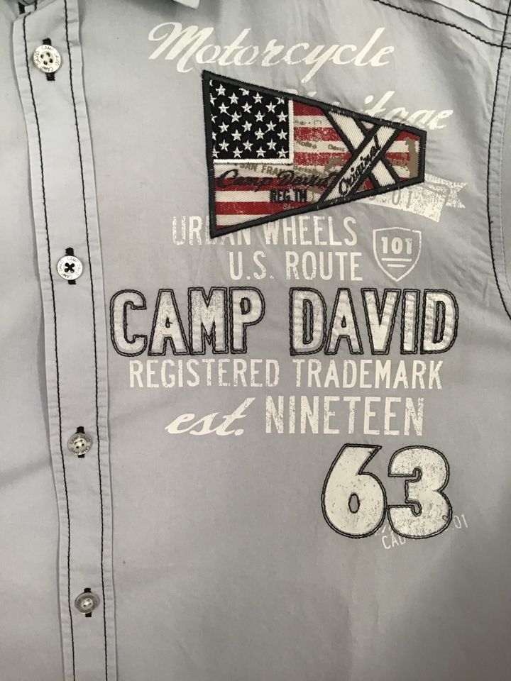 Camp David Herrenhemd Herren M USA Flagge Limited Edition Blau in Karlsruhe