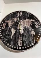 Wanduhr groß XXL 60cm Weltkarte Holzoptik schwarz München - Moosach Vorschau