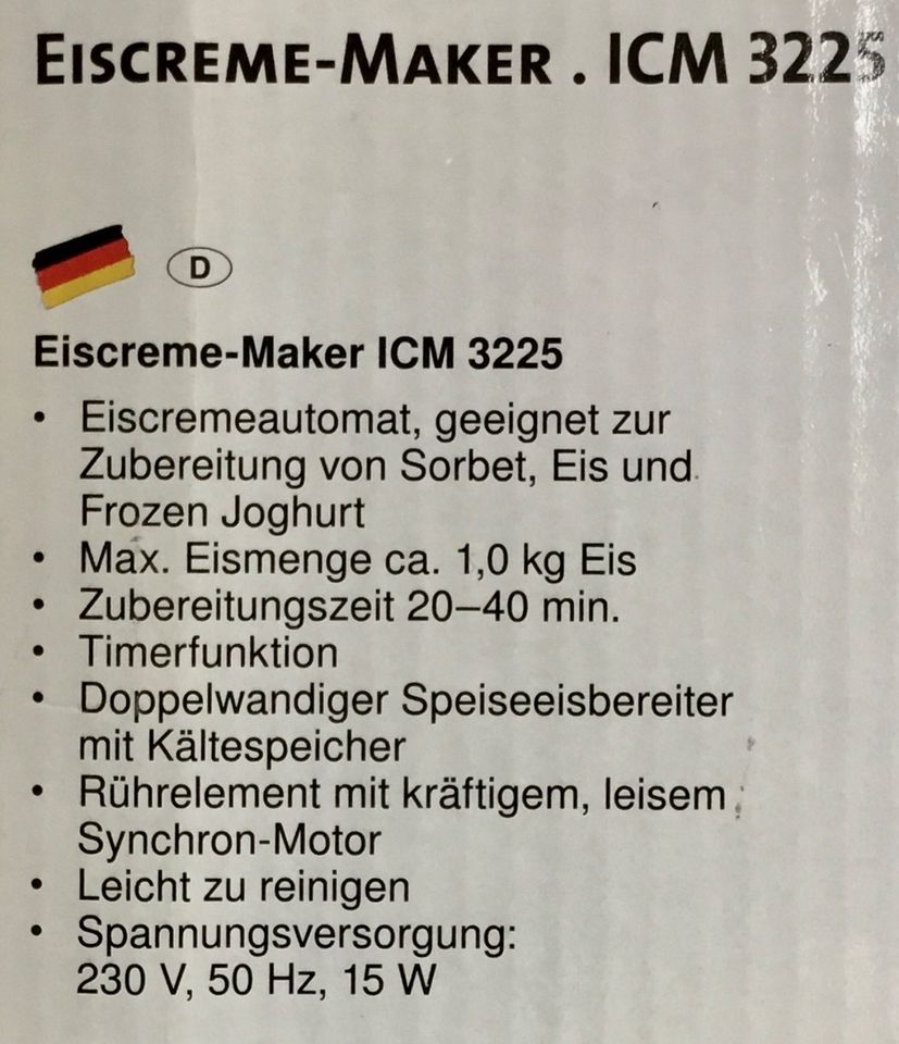 Eismaschine Eiscreme-Maker CLATRONIC ICM3225 Neuwertig! in Köln