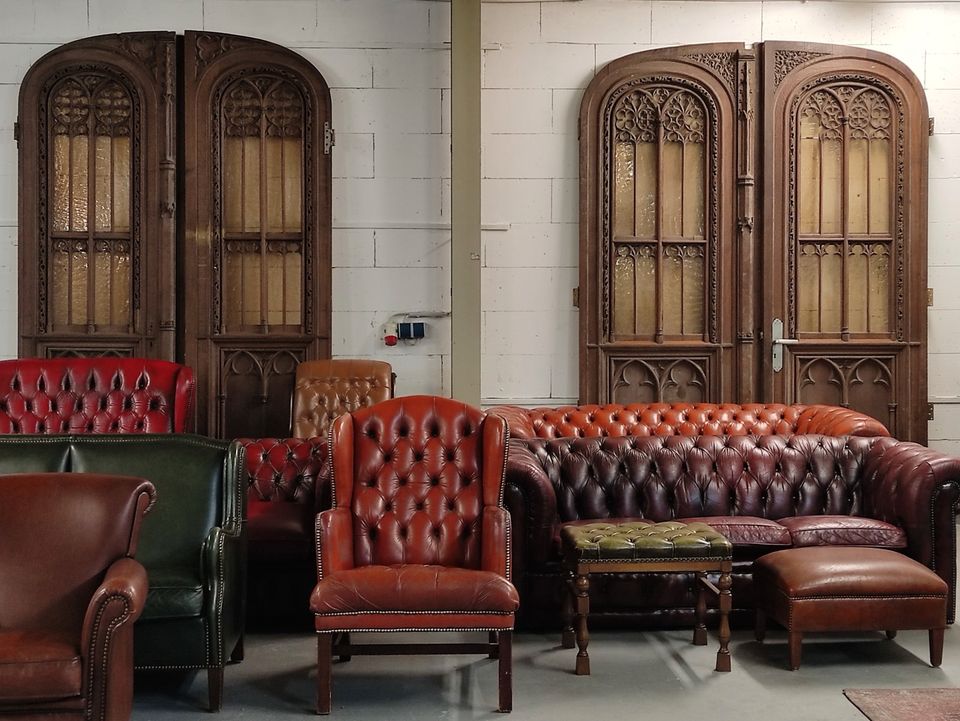 Reserviert 1/2 Ledersessel Chesterfield England Vintage Art Deco in Mönchengladbach