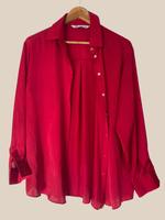 Zara Satin Seide Damen Bluse Gr. L | Rot Shirt mit Perlmuttknöpfe Sachsen - Zwickau Vorschau