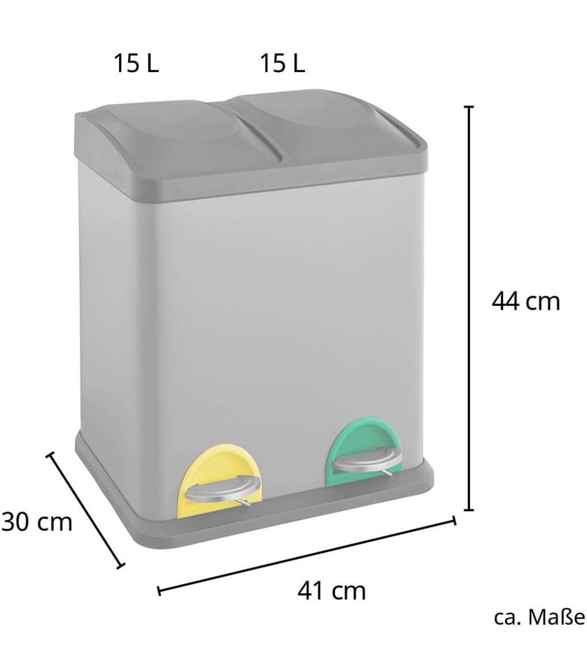 SVITA TC2X15 Küchen-Eimer 30 Liter Silber 2x15L doppelter & 1x 3L in Ingolstadt