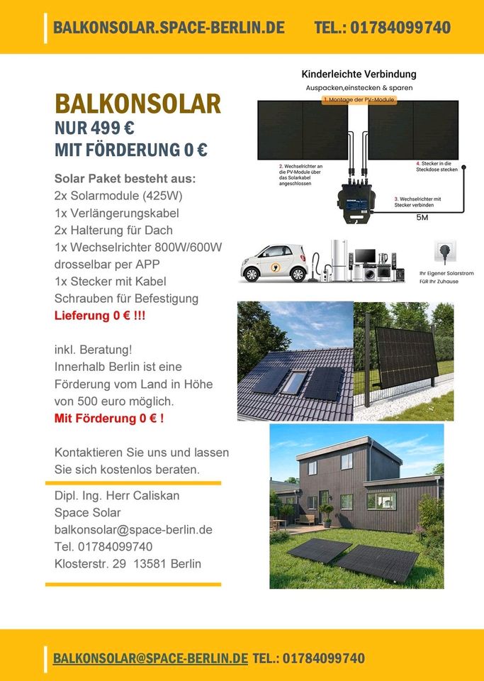Balkonsolar Balkonkraftwerk Solaranlage ab 1 euro inkl. Lieferung in Berlin