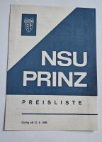 Original NSU Prinz Preisliste 12.09.1960 Prospekt Rheinland-Pfalz - Landau in der Pfalz Vorschau