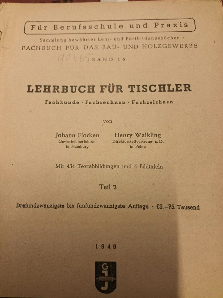 altes Buch Lehrbuch für Tischler 1949  für Berufschule & Praxis in Dinslaken