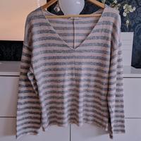*WIE NEU* Damen Mango Pullover gestreift grau beige meliert Gr. S West - Unterliederbach Vorschau