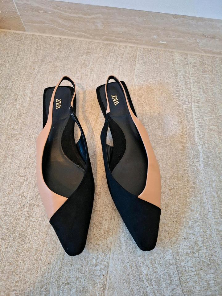 NEU Slingbacks ZARA 40 Ballerina two tone beige schwarz in Offenbach