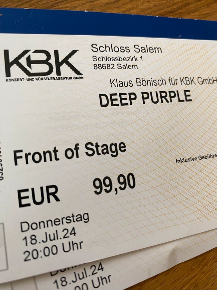 Tickets DEEP PURPLE - Front of Stage - 18.07.24 in Salem in Nastätten