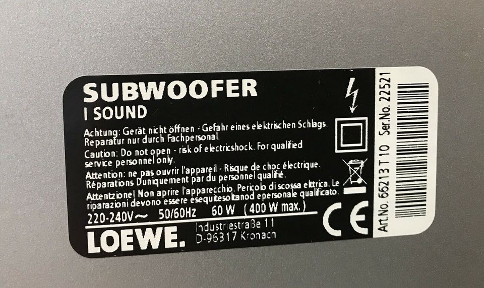 Subwoofer von Loewe; I Sound 66213T10 in Alerheim