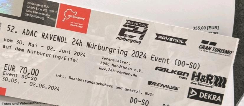 Wochenendticket 24h Rennen 2024 Nürburgring in Erftstadt