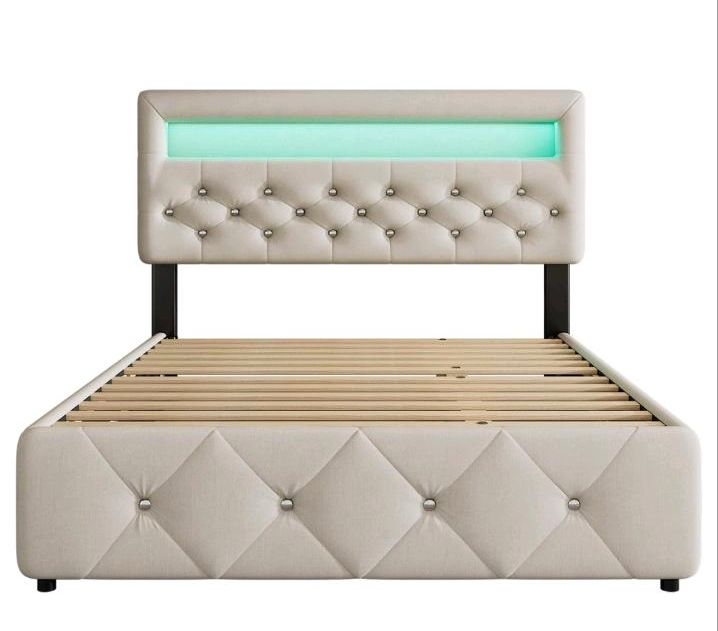 Doppelbett 140x200cm mit Bettauszug 90x190cm LED ☆NEU☆ in Hamburg