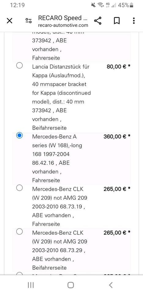 Mercedes-Benz A series (W 168),-long 168 1997-2004 86.42.16 , ABE in Hamburg