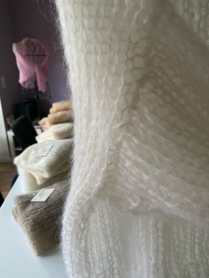 Braut Pulli Hochzeit Mohair Seide Pullover weiß kurz kastig in Lilienthal