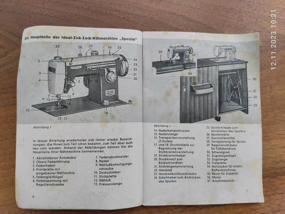 Nähmaschine "Ideal Zick Zack Spezial"  von Quelle mit Klapptisch in Sünching