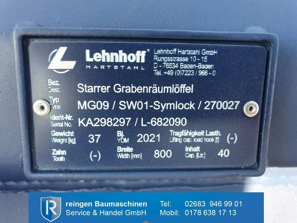 Lehnhoff Grabenräumlöffel MG09 / SW01-Symlock -neu- inkl. MwSt. in Buchholz (Westerwald)