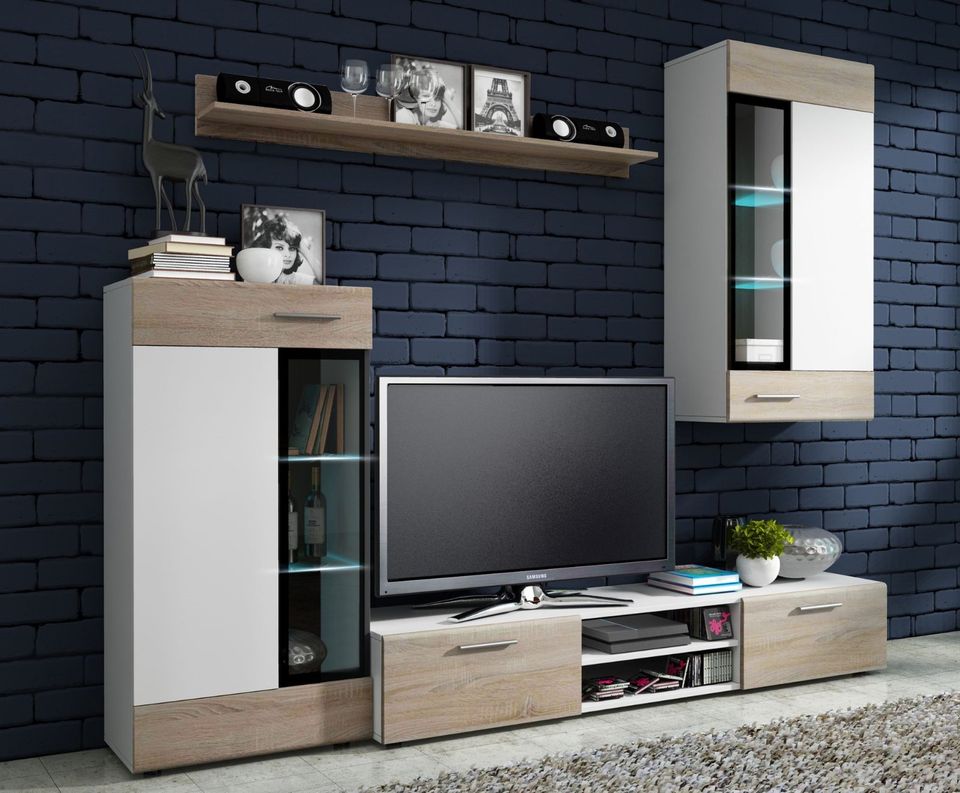 ❌ SOFORT ABHOLBEREIT / ⭐️ NEU Wohnwand / Anbauwand - Vitrine Kommode TV Regal Schrank Sideboard Couch in Parchim