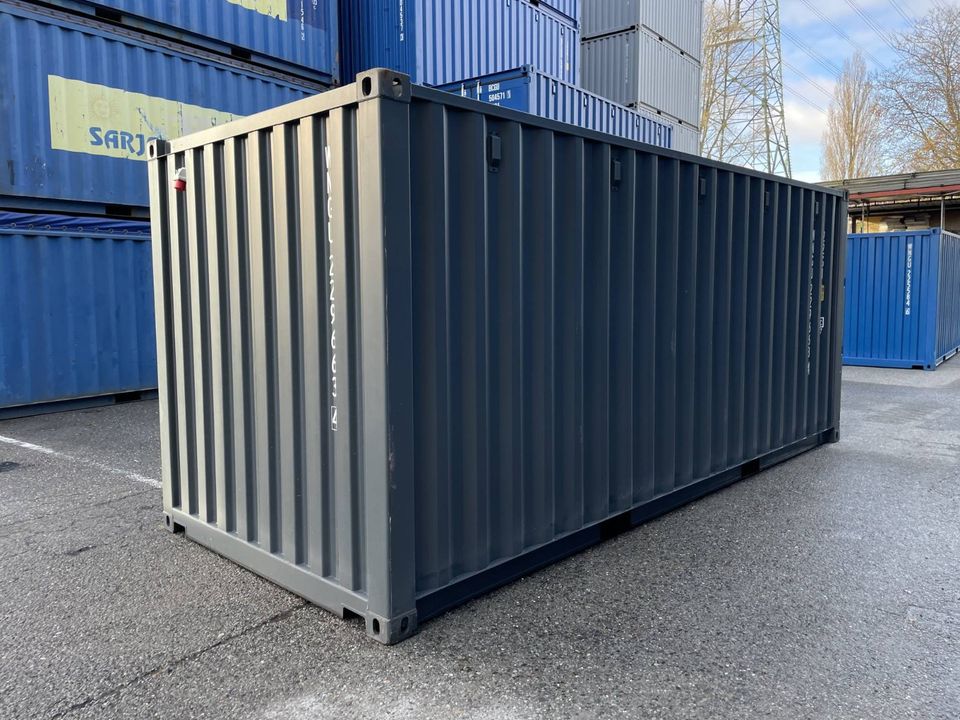 20 Fuß  Seercontainer mit STAHLFUSSBODEN + LICHT! / Lagercontainer / Materialcontainer RAL 7016 in Hamburg