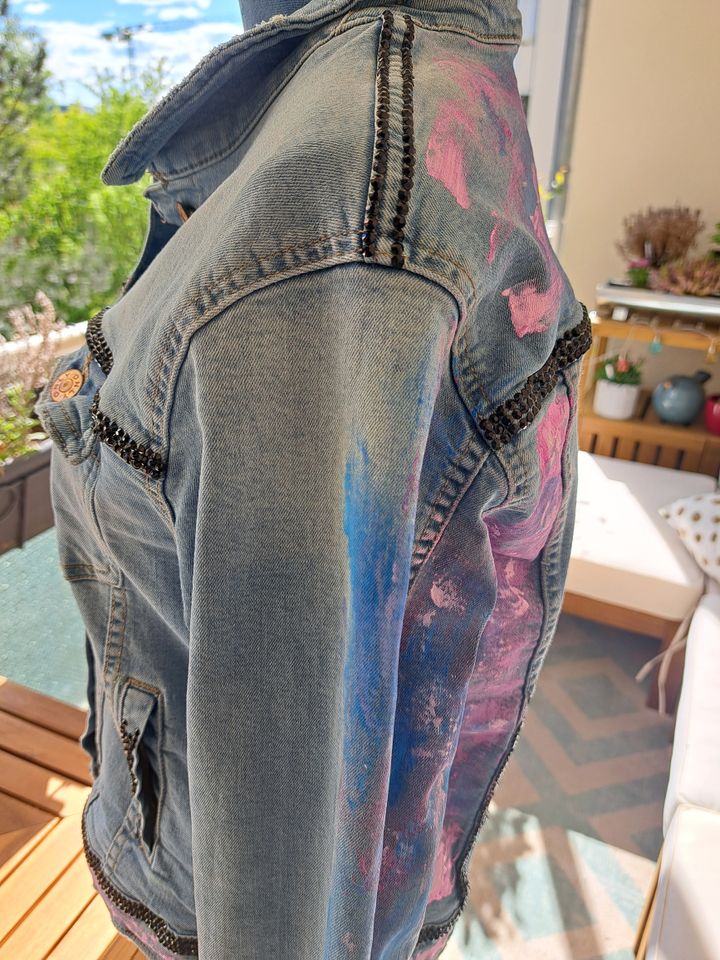 *Unikat* Upcycling ONLY Jeansjacke Damen blau Jacke Größe 42 44 in Germering