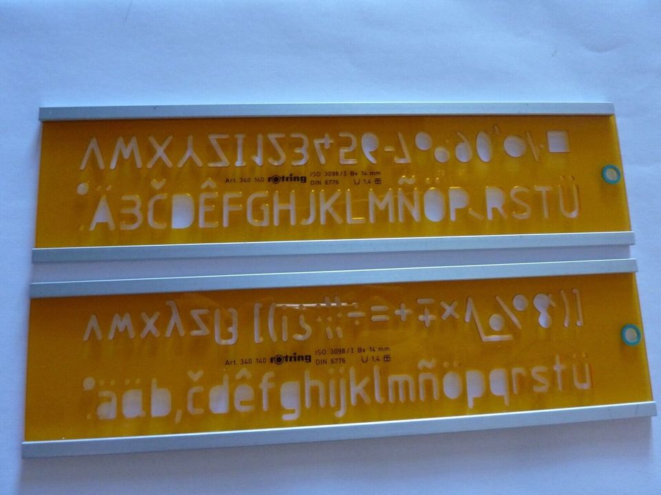 Schriftschablone "rotring Art. 340140 ISO 3098 14 mm DIN 6776" in Losheim am See