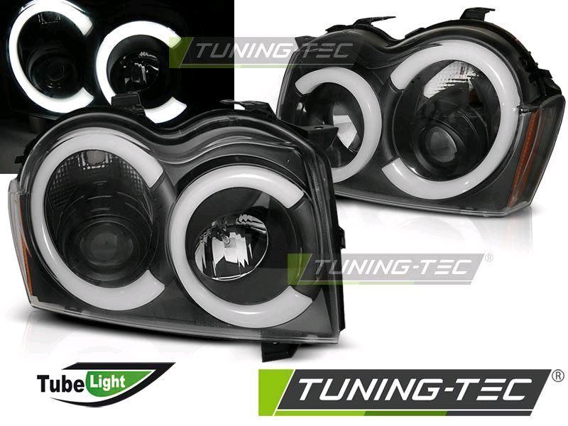 LED Angel Eyes Scheinwerfer sw für Jeep Grand Cherokee 05-08 in Calden