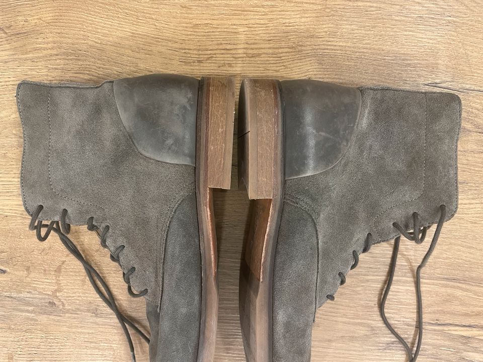 Hudson London grau 44 Leder Schnürstiefel Stiefel Lederstiefel in Groß-Gerau