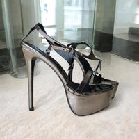 High Heels Plateau Sandaletten silber grau Größe 43 Berlin - Biesdorf Vorschau