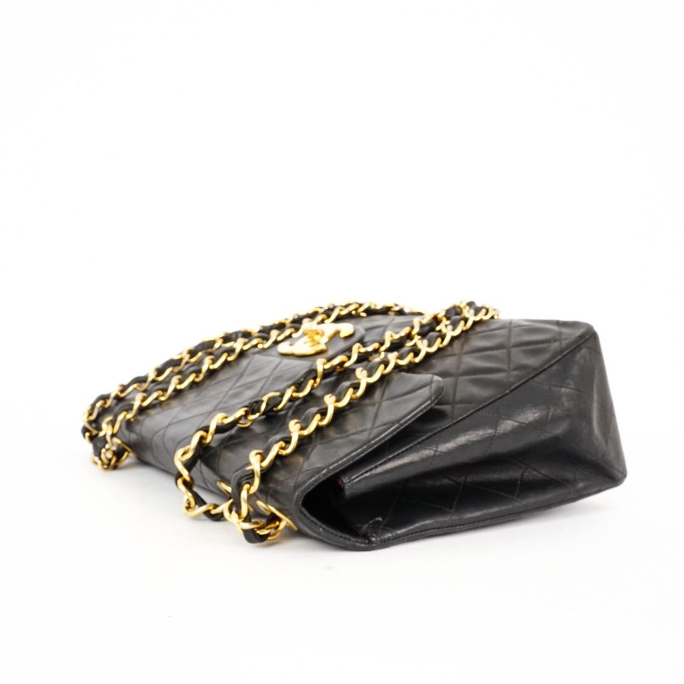 Chanel Jumbo Flap Bag Timeless 24K Gold Black Lambskin in Hemau