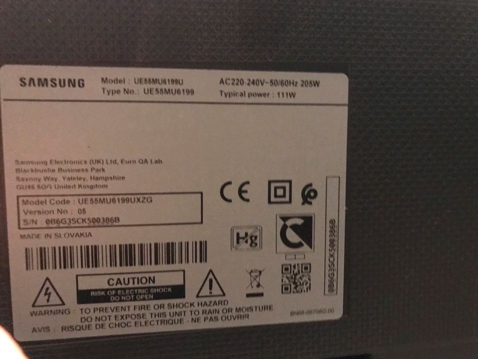 Samsung 55 Zoll 4K Fernseher 55MU6199 in Harburg (Schwaben)