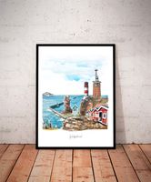 HELGOLAND maritimes Insel Poster mit Rahmen, Nordsee, Leuchtturm Schleswig-Holstein - Helgoland Vorschau