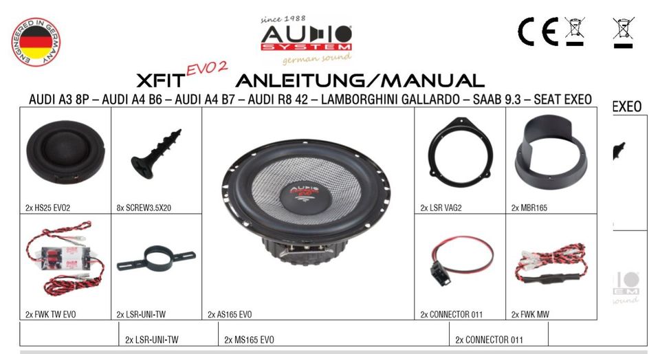 AUDIO SYSTEM XFIT AUDI R8 42 EVO2 Lautsprecher 16,5 cm SET in Burghausen