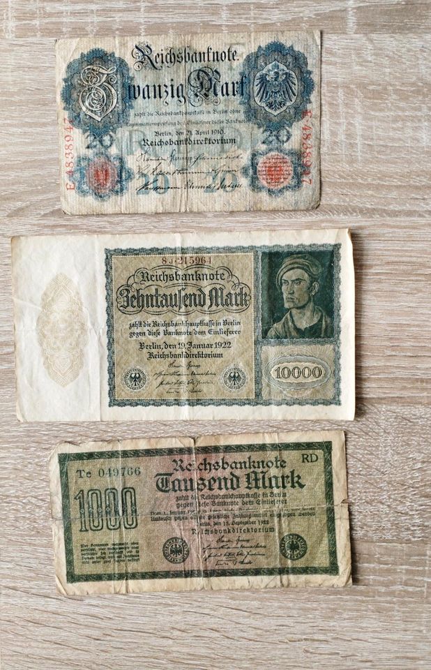 8 Reichsbanknoten Alte Geldscheine in Ueckermuende