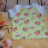 Neuw. Handmade T-Shirt Kurzarm Shirt 74-86 BlumenKatzen  süß Sachsen - Geithain Vorschau