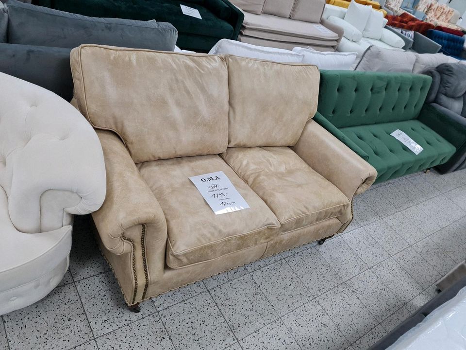 Sofa Couch 2-Sitzer Chesterfield Büffel Leder Möbel UVP 4214€ in Herbstein