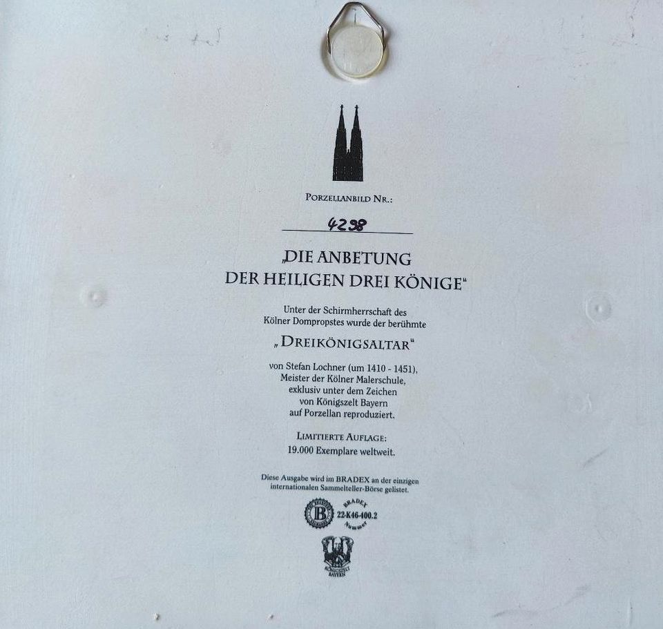 Porzellanbild Dreikönigsaltar, Stephan Lochner, limitierte Auflag in Kaufbeuren