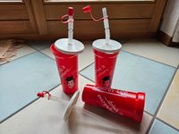 Coca Cola Trinkbecher, 3er Set, rot, mit Strohhalm, neu Brandenburg - Michendorf Vorschau